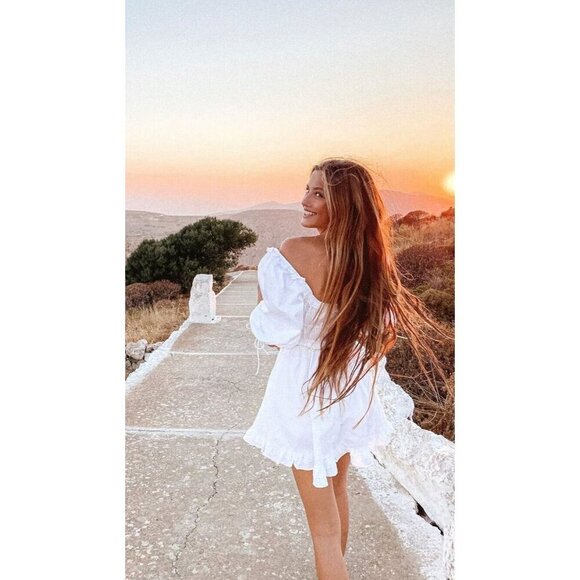 For Love & Lemons Jackson Mini Dress in Ivory X-Small New Womens Poplin - Picture 12 of 17